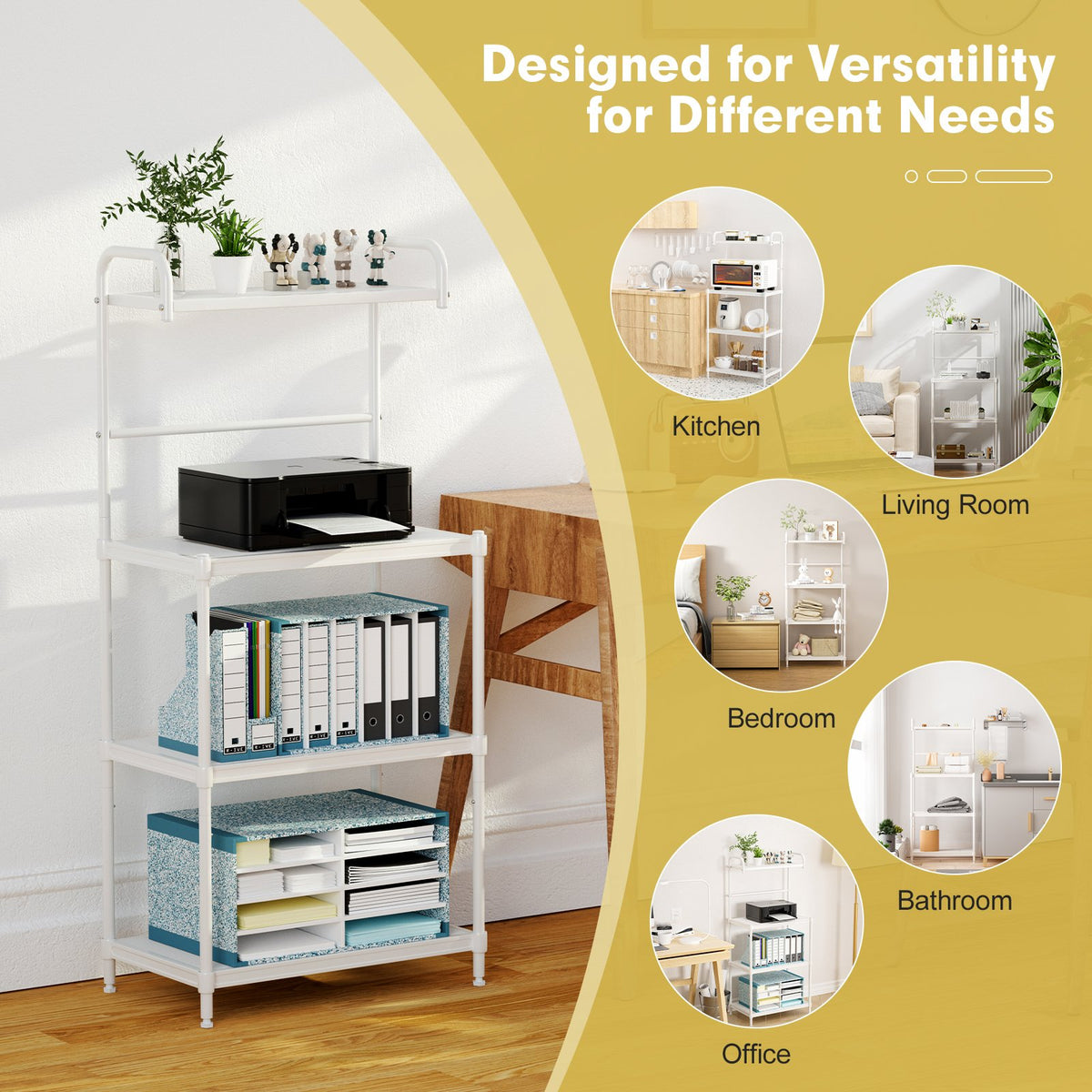 4-Tier Kitchen Storage Baker Microwave Oven Rack Shelves-White view 9