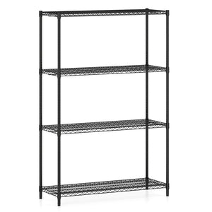 4-Tier Metal Storage Shelving Unit with V-Shaped Wire Rack-Black