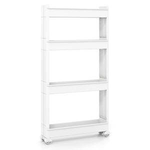 4-Tier Multifunctional Slim Storage Trolley with Detachable Trays-White view 2