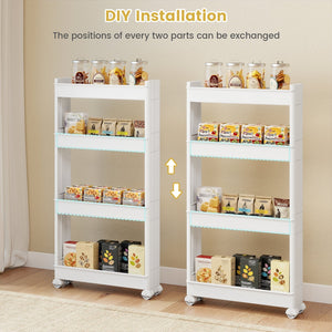4-Tier Multifunctional Slim Storage Trolley with Detachable Trays-White view 5