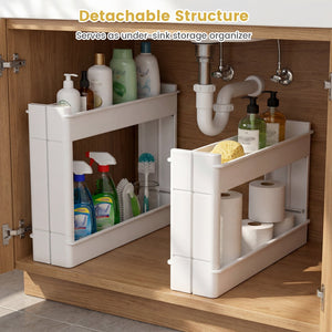 4-Tier Multifunctional Slim Storage Trolley with Detachable Trays-White view 6