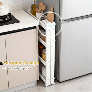 4-Tier Multifunctional Slim Storage Trolley with Detachable Trays-White view 7