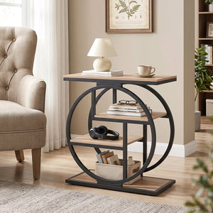 4-Tier Narrow End Table for Living Room with Storage Shelves-Gray view 3