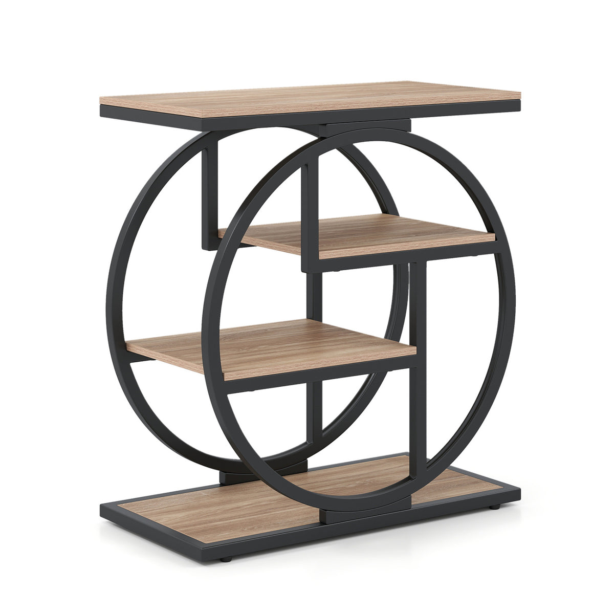 4-Tier Narrow End Table for Living Room with Storage Shelves-Gray view 4