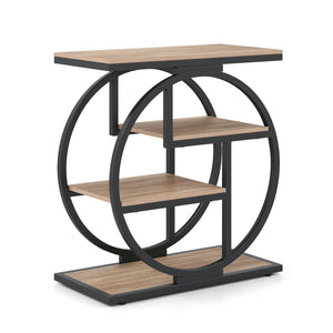 4-Tier Narrow End Table for Living Room with Storage Shelves-Gray view 4