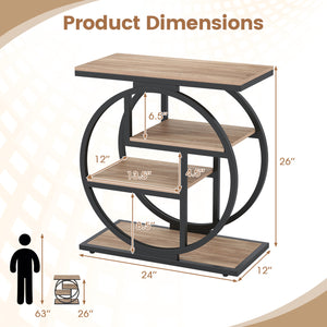4-Tier Narrow End Table for Living Room with Storage Shelves-Gray view 5