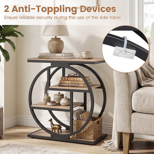 4-Tier Narrow End Table for Living Room with Storage Shelves-Gray view 8