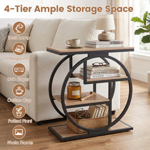 4-Tier Narrow End Table for Living Room with Storage Shelves-Gray view 9