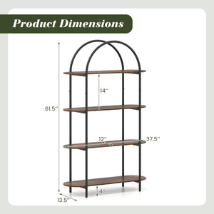4-Tier Open Bookcase with Sturdy Metal Frame for Living Room-Rustic Brown view 5