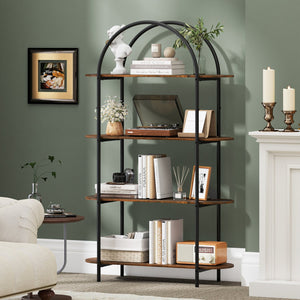 4-Tier Open Bookcase with Sturdy Metal Frame for Living Room-Rustic Brown view 6