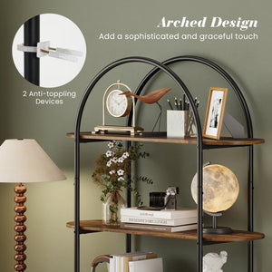 4-Tier Open Bookcase with Sturdy Metal Frame for Living Room-Rustic Brown view 7