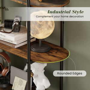 4-Tier Open Bookcase with Sturdy Metal Frame for Living Room-Rustic Brown view 8