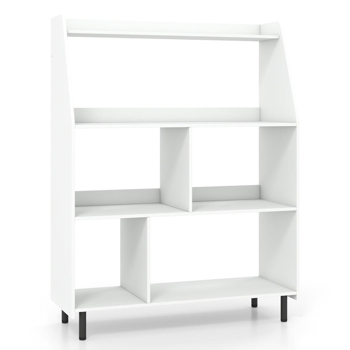 4-Tier Open Modern Bookcase with 2 Anti-Tipping Kits-White