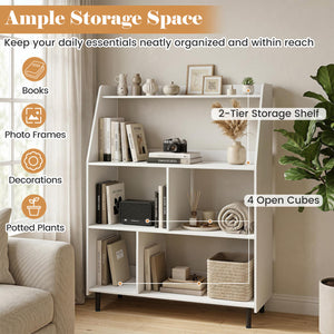 4-Tier Open Modern Bookcase with 2 Anti-Tipping Kits-White view 6