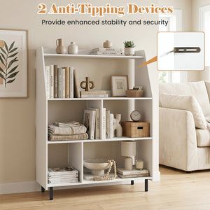 4-Tier Open Modern Bookcase with 2 Anti-Tipping Kits-White view 8