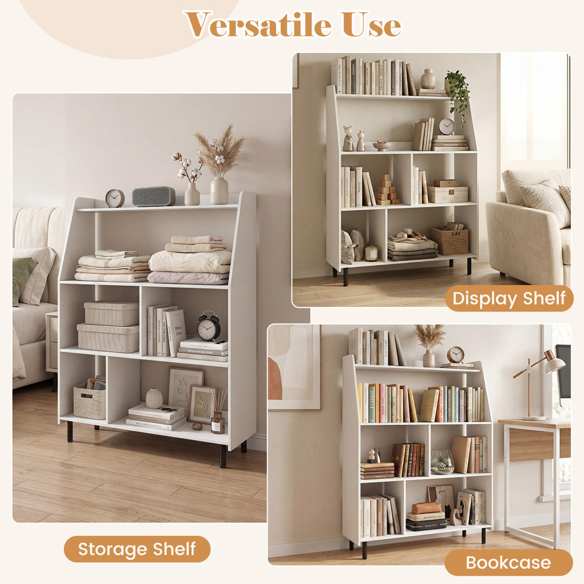 4-Tier Open Modern Bookcase with 2 Anti-Tipping Kits-White view 9