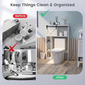 4-Tier Over The Toilet Storage Cabinet with Sliding Barn Door and Storage Shelves-White view 7