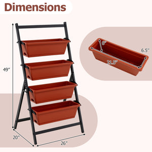 4-Tier Vertical Raised Garden Bed with Drainage Holes and 4 Containers-Red view 5