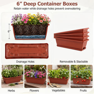 4-Tier Vertical Raised Garden Bed with Drainage Holes and 4 Containers-Red view 7