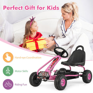 4 Wheel Pedal Powered Ride On Car with Adjustable Seat-Pink view 9