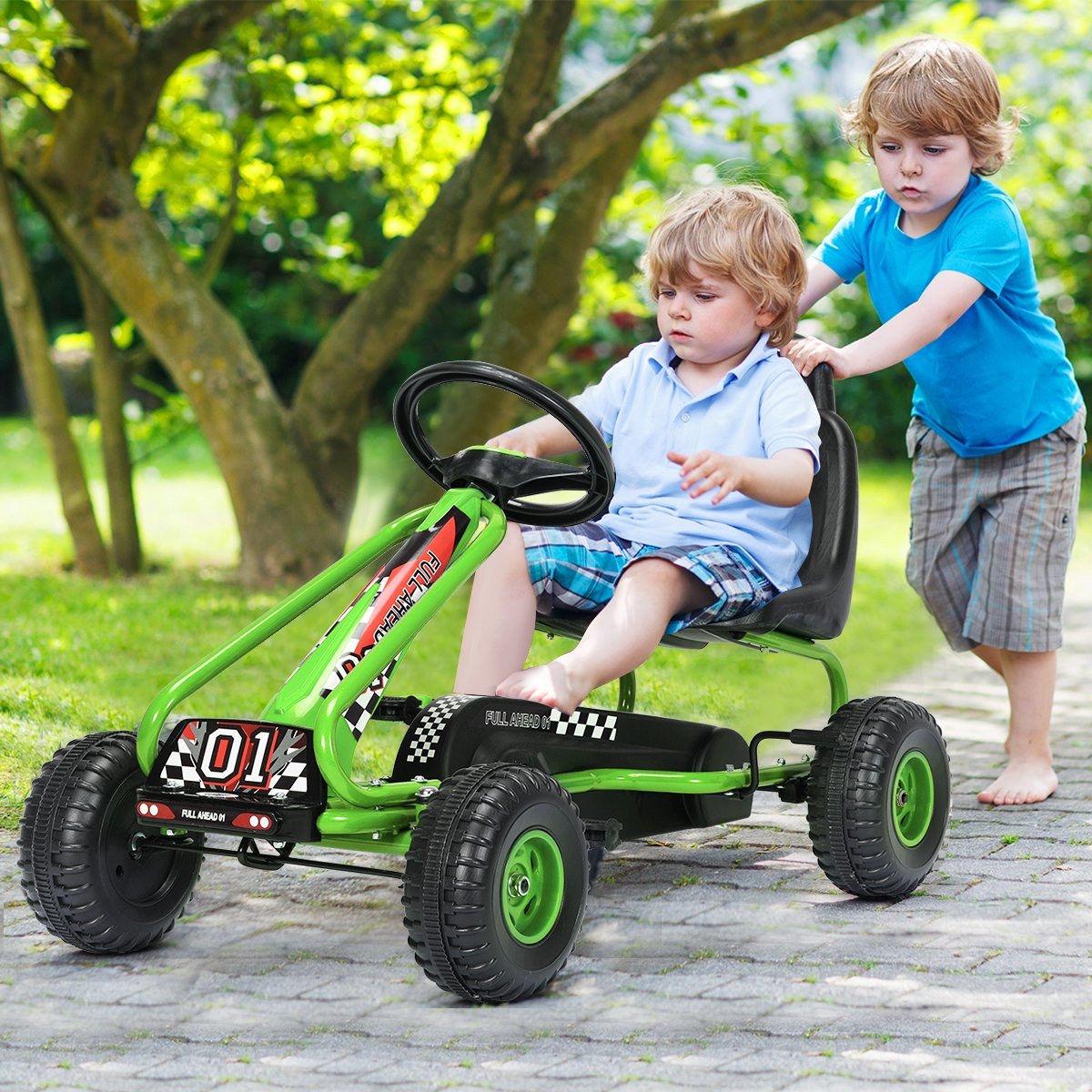 4 Wheel Pedal Powered Ride On with Adjustable Seat-Green view 2