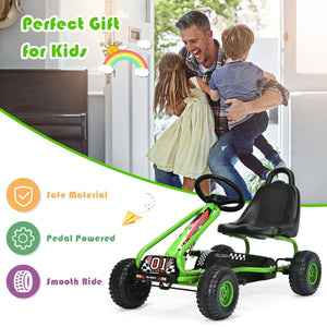 4 Wheel Pedal Powered Ride On with Adjustable Seat-Green view 3