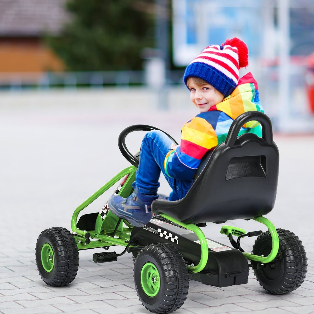 4 Wheel Pedal Powered Ride On with Adjustable Seat-Green view 6