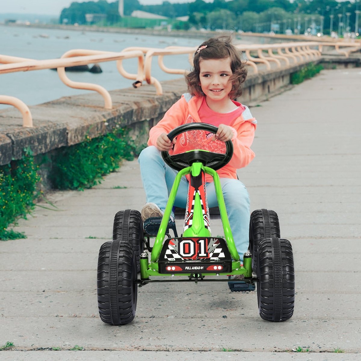 4 Wheel Pedal Powered Ride On with Adjustable Seat-Green view 7