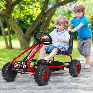 4 Wheel Pedal Powered Ride On with Adjustable Seat-Red view 2
