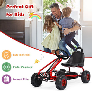 4 Wheel Pedal Powered Ride On with Adjustable Seat-Red view 3