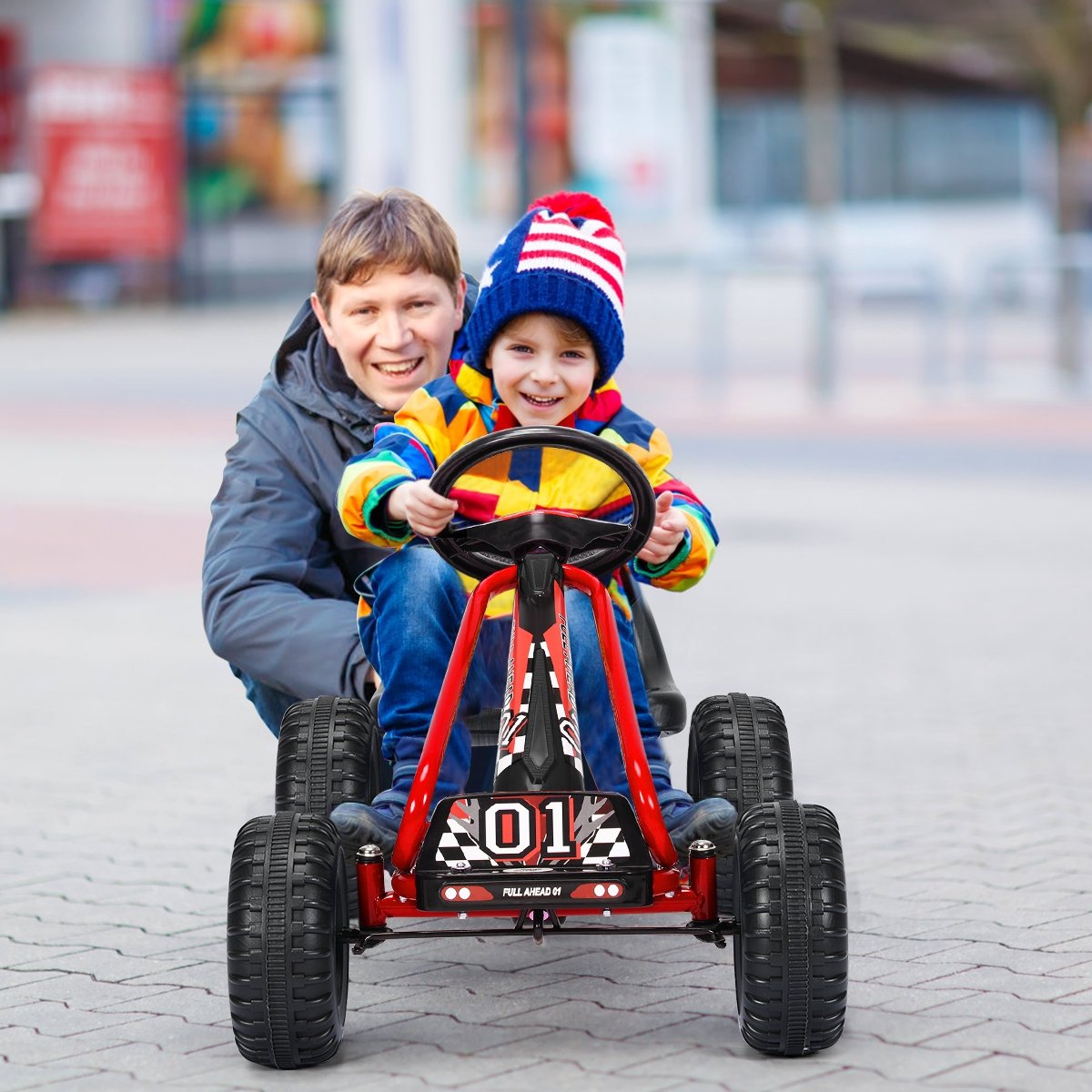 4 Wheel Pedal Powered Ride On with Adjustable Seat-Red view 6