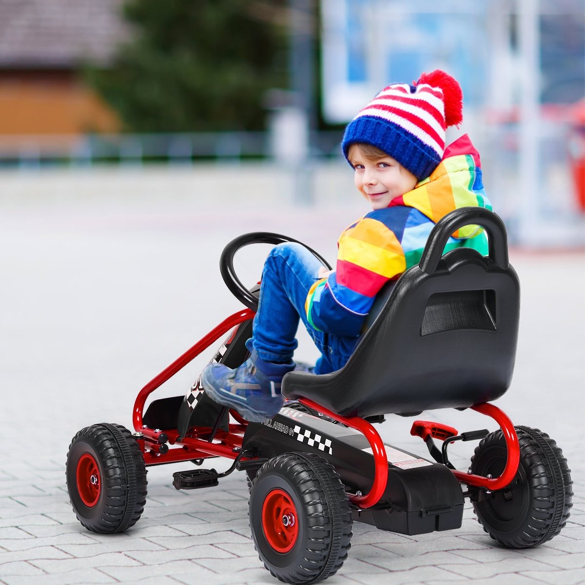 4 Wheel Pedal Powered Ride On with Adjustable Seat-Red view 7