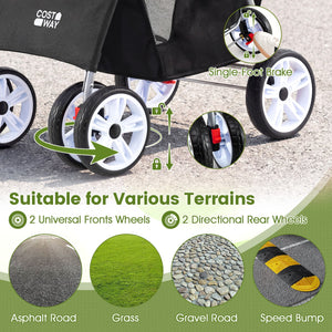 4 Wheel Pet Stroller for Small Dogs Cats up to 33 LBS-Black view 9