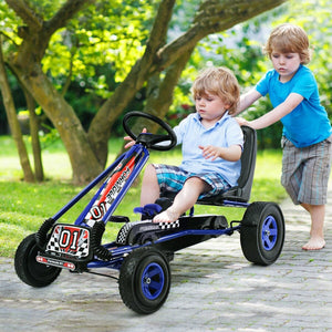 4 Wheels Kids Ride On Pedal Powered Bike Go Kart Racer Car Outdoor Play Toy-Blue view 2