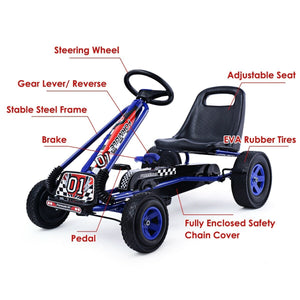 4 Wheels Kids Ride On Pedal Powered Bike Go Kart Racer Car Outdoor Play Toy-Blue view 4
