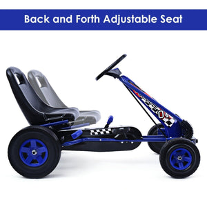 4 Wheels Kids Ride On Pedal Powered Bike Go Kart Racer Car Outdoor Play Toy-Blue view 5
