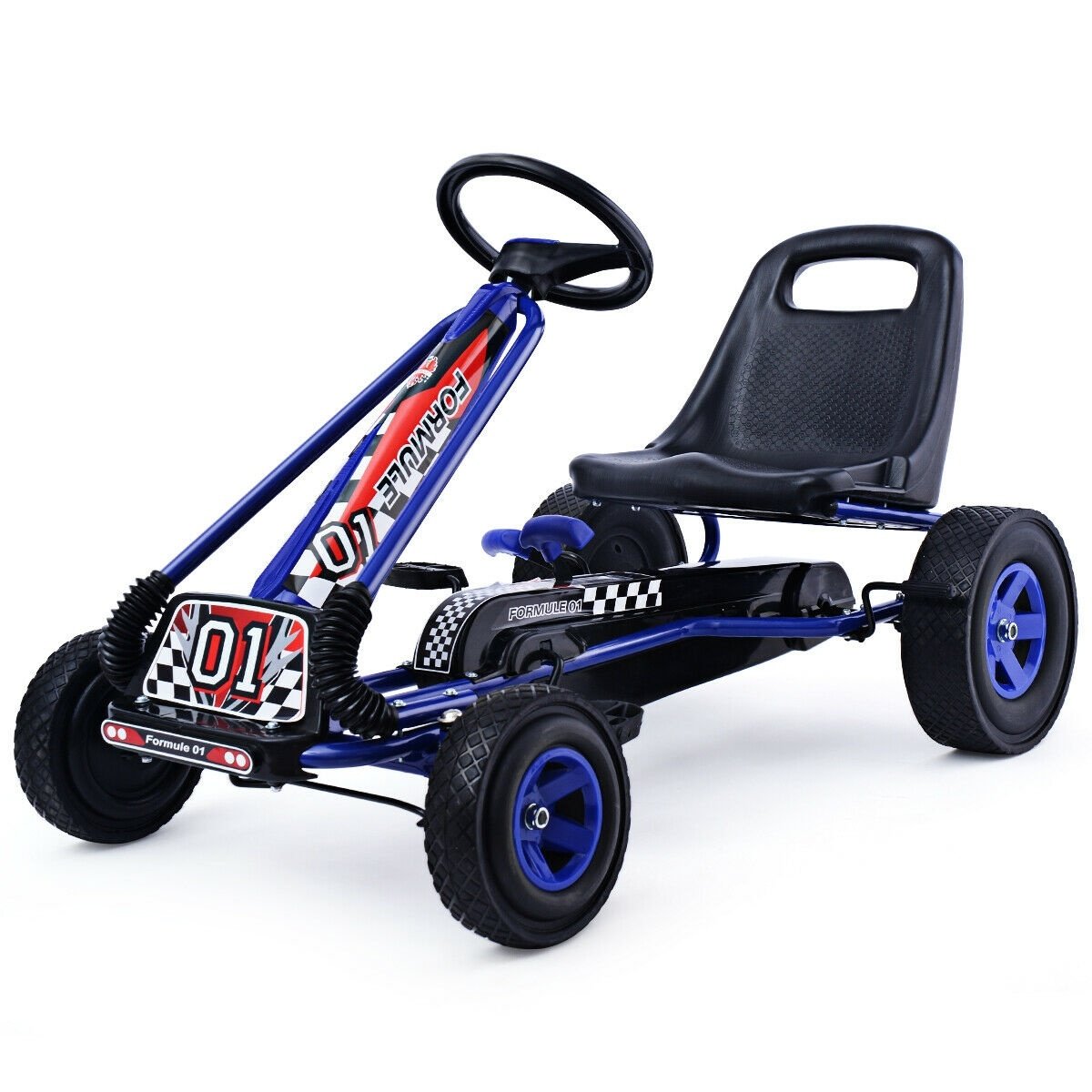 4 Wheels Kids Ride On Pedal Powered Bike Go Kart Racer Car Outdoor Play Toy-Blue view 7