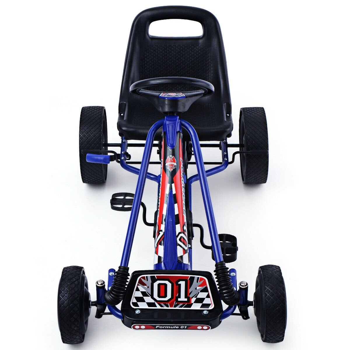 4 Wheels Kids Ride On Pedal Powered Bike Go Kart Racer Car Outdoor Play Toy-Blue view 8