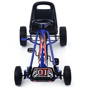 4 Wheels Kids Ride On Pedal Powered Bike Go Kart Racer Car Outdoor Play Toy-Blue view 8