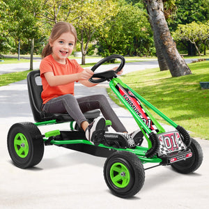 4 Wheels Kids Ride On Pedal Powered Bike Go Kart Racer Car Outdoor Play Toy-Green view 3