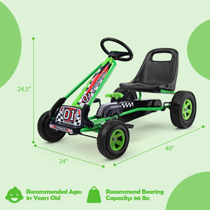 4 Wheels Kids Ride On Pedal Powered Bike Go Kart Racer Car Outdoor Play Toy-Green view 5