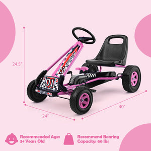 4 Wheels Kids Ride On Pedal Powered Bike Go Kart Racer Car Outdoor Play Toy-Pink view 4