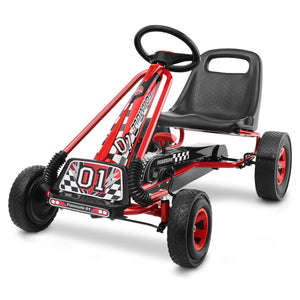 4 Wheels Kids Ride On Pedal Powered Bike Go Kart Racer Car Outdoor Play Toy-Red view 4