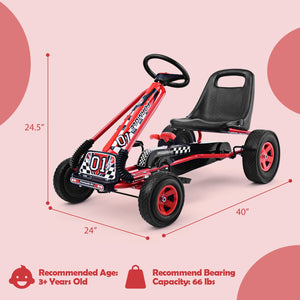 4 Wheels Kids Ride On Pedal Powered Bike Go Kart Racer Car Outdoor Play Toy-Red view 5