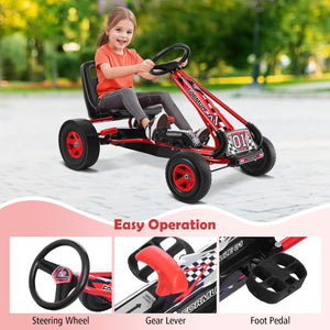 4 Wheels Kids Ride On Pedal Powered Bike Go Kart Racer Car Outdoor Play Toy-Red view 7