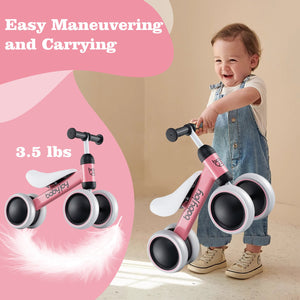 Baby Balance Bike for 2 Years Old Boys Girls No Pedal 4 Wheels-Pink view 4