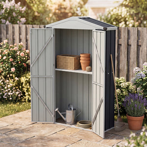4 x 2 x 6 FT Outdoor Storage Shed with Sloping Roof and Lockable Door-Gray view 2