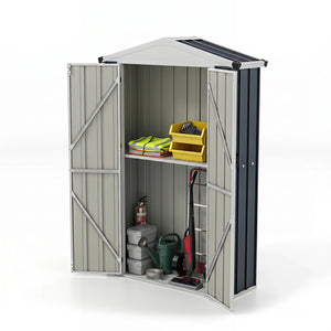 4 x 2 x 6 FT Outdoor Storage Shed with Sloping Roof and Lockable Door-Gray view 4