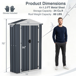 4 x 2 x 6 FT Outdoor Storage Shed with Sloping Roof and Lockable Door-Gray view 5