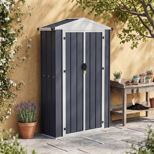 4 x 2 x 6 FT Outdoor Storage Shed with Sloping Roof and Lockable Door-Gray view 6